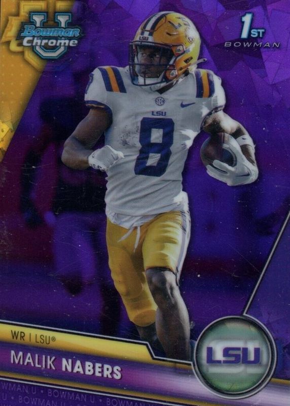 Malik Nabers 2023 Bowman Chrome University Sapphire Edition #74 Purple /10 (1st) PSA 10