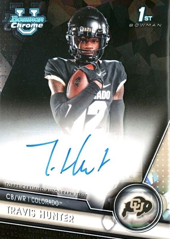 Travis Hunter 2023 Bowman Chrome University Sapphire Edition #PA-THU Prospect Auto - Black /10 (1st) PSA 10