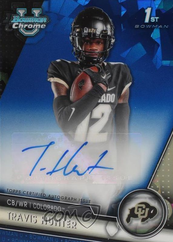 Travis Hunter 2023 Bowman Chrome University Sapphire Edition #PA-THU Prospect Auto (1st) PSA 10