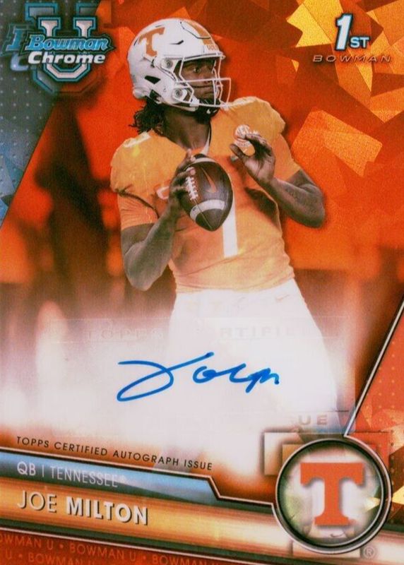 Joe Milton III 2023 Bowman Chrome University Sapphire Edition #PA-JOE Prospect Auto - Orange /25 (1st) SGC 9.5