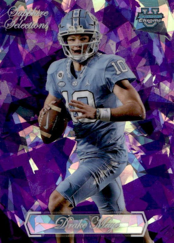 Drake Maye 2023 Bowman Chrome University Sapphire Edition #SS-10 Sapphire Selections - Purple /10 PSA 10