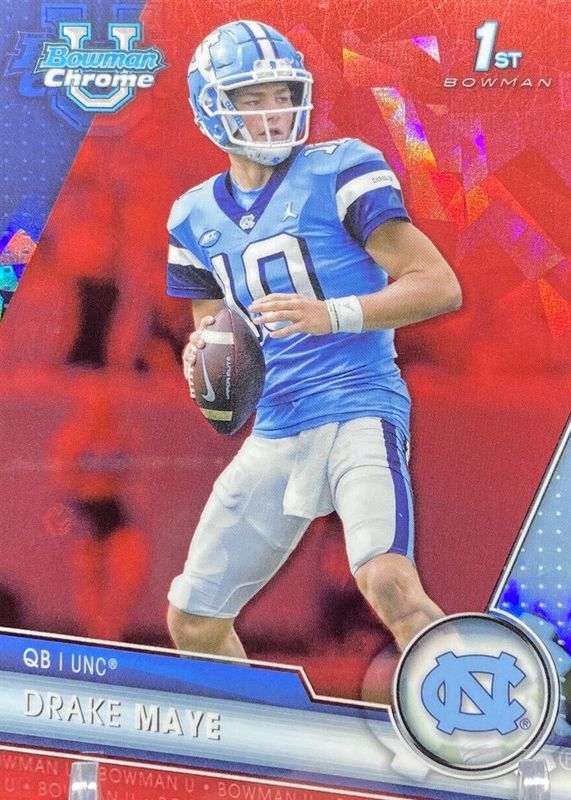 Drake Maye 2023 Bowman Chrome University Sapphire Edition #200 Red /5 (1st) SGC 9.5