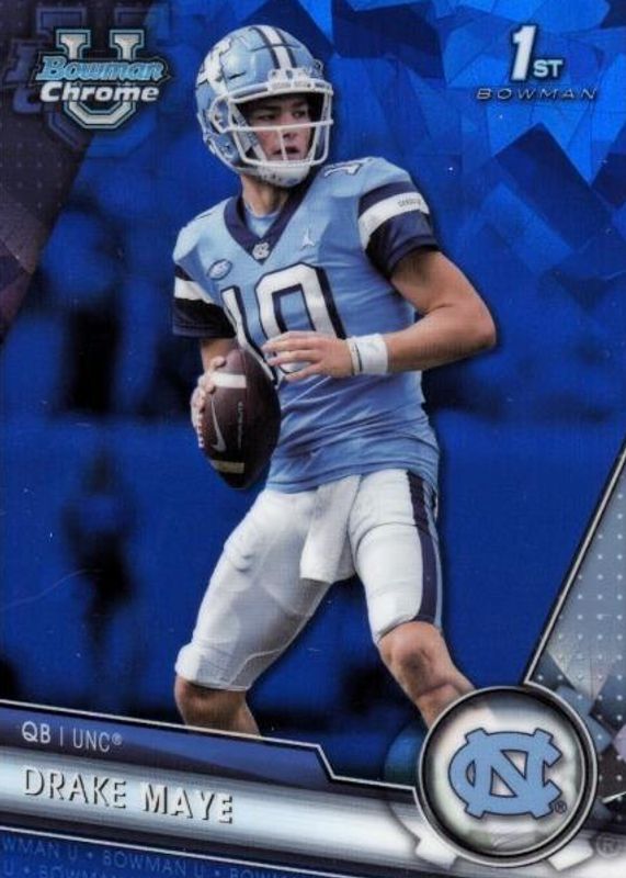 Drake Maye 2023 Bowman Chrome University Sapphire Edition #200 Base (1st) SGC 9