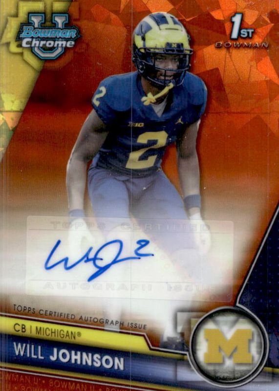 Will Johnson 2023 Bowman Chrome University Sapphire Edition #PA-WIL Prospect Auto - Orange /25 (1st) RAW