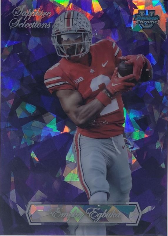 Emeka Egbuka 2023 Bowman Chrome University Sapphire Edition #SS-13 Sapphire Selections - Purple /10 RAW