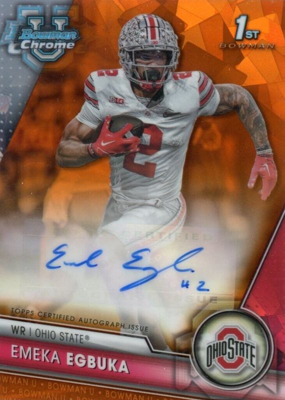 Emeka Egbuka 2023 Bowman Chrome University Sapphire Edition #PA-EEB Prospect Auto - Orange /25 (1st) RAW