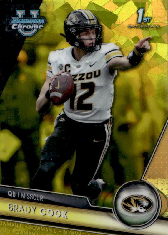 Brady Cook 2023 Bowman Chrome University Sapphire Edition #131 Yellow /75 (1st) PSA 10