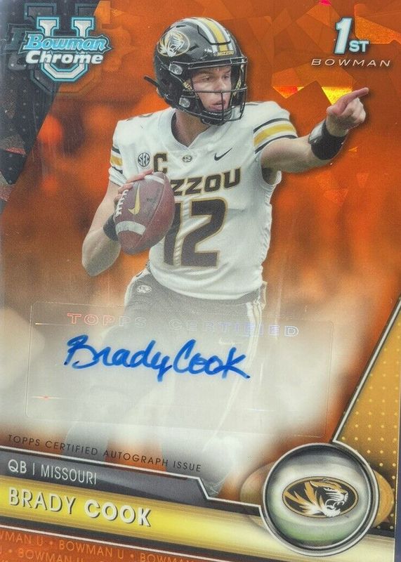 Brady Cook 2023 Bowman Chrome University Sapphire Edition #PA-BRC Prospect Auto - Orange /25 (1st) RAW