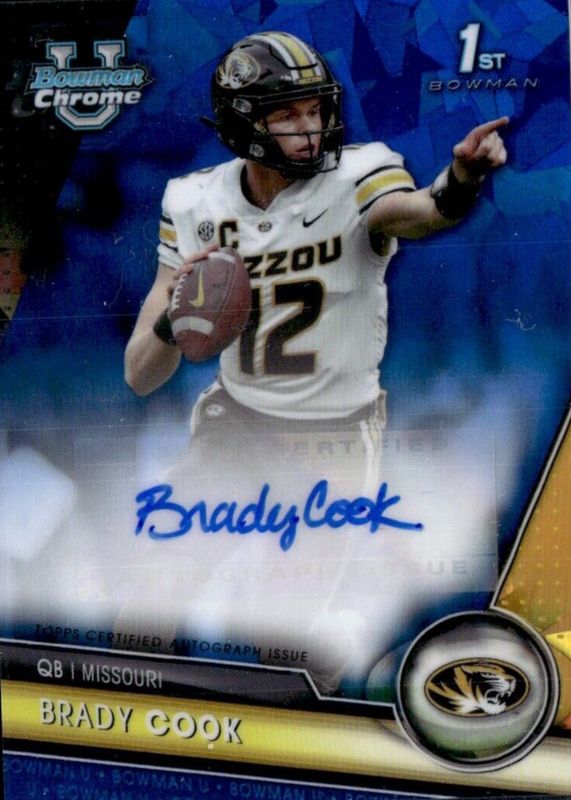 Brady Cook 2023 Bowman Chrome University Sapphire Edition #PA-BRC Prospect Auto (1st) RAW