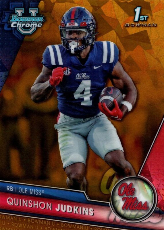 Quinshon Judkins 2023 Bowman Chrome University Sapphire Edition #135 Gold /50 (1st) PSA 10