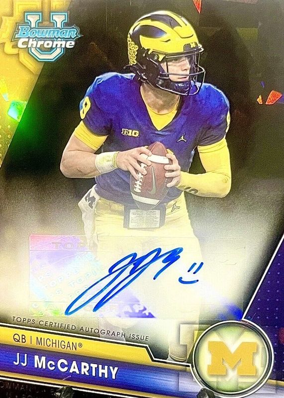 JJ McCarthy 2023 Bowman Chrome University Sapphire Edition #PA-JJM Prospect Auto - Black /10 RAW