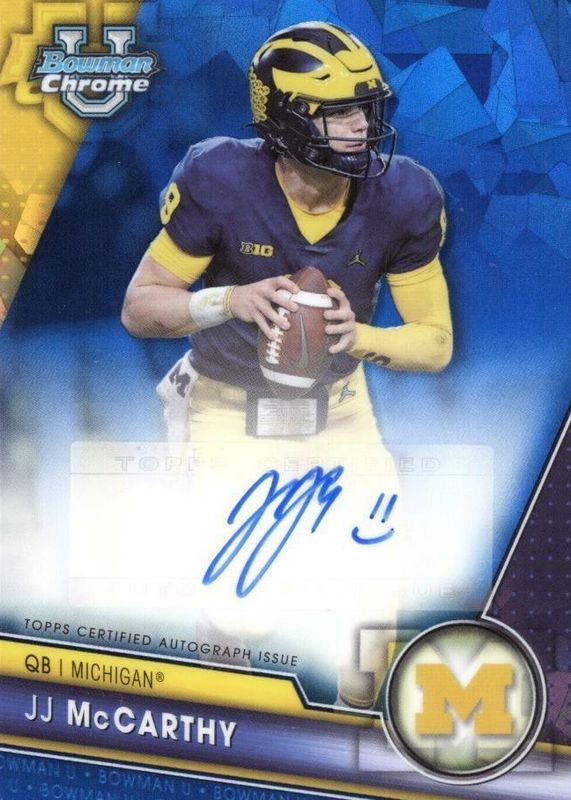 JJ McCarthy 2023 Bowman Chrome University Sapphire Edition #PA-JJM Prospect Auto SGC 9