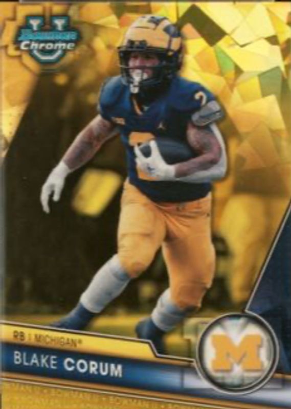 Blake Corum 2023 Bowman Chrome University Sapphire Edition #182 Yellow /75 RAW