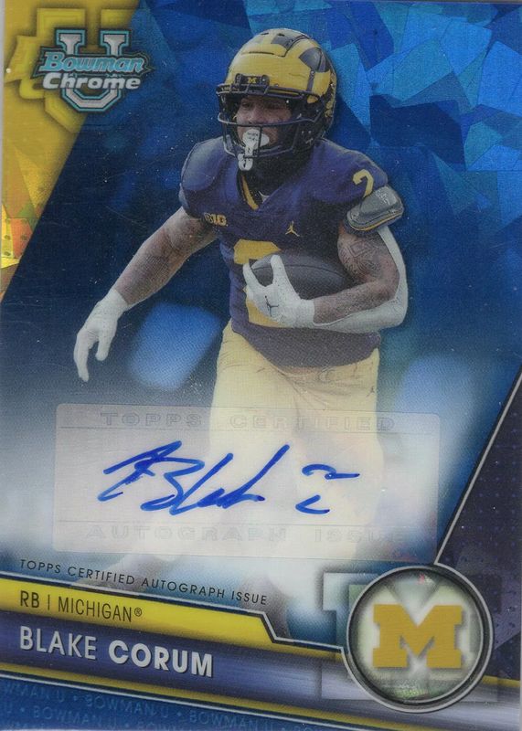 Blake Corum 2023 Bowman Chrome University Sapphire Edition #PA-BCO Prospect Auto RAW
