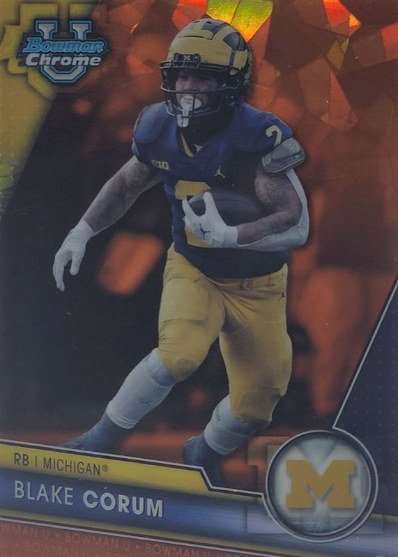 Blake Corum 2023 Bowman Chrome University Sapphire Edition #182 Orange /25 RAW