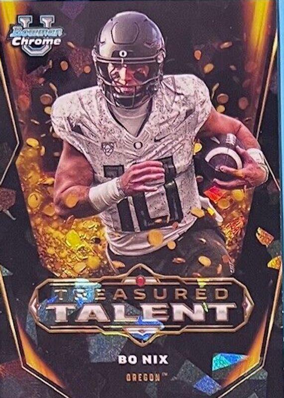 Bo Nix 2023 Bowman Chrome University Sapphire Edition #TT-6 Treasured Talent /(SSP) RAW