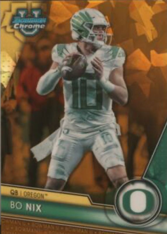 Bo Nix 2023 Bowman Chrome University Sapphire Edition #159 Gold /50 RAW