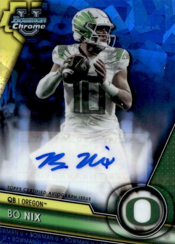 Bo Nix 2023 Bowman Chrome University Sapphire Edition #PA-NIX Prospect Auto SGC 9