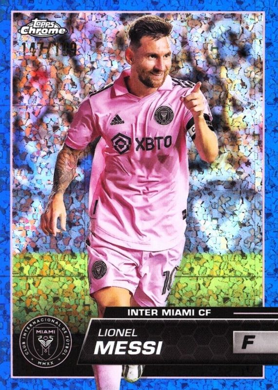 Lionel Messi 2023 Topps Chrome MLS #58 Blue Mini-Diamond Refractor /199