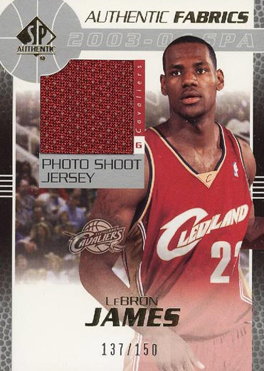 LeBron James 2003 SP Authentic #LJ-J Rookie Authentic Fabrics /150