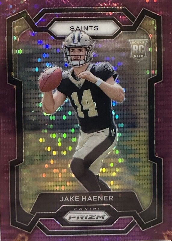 Jake Haener 2023 Prizm #374 Purple Pulsar Rookie PSA 10