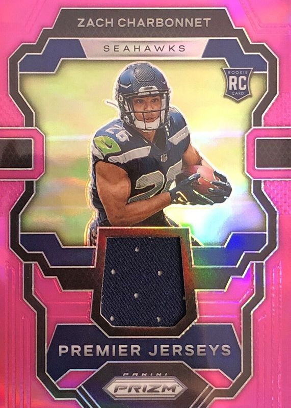 Zach Charbonnet 2023 Prizm #PJ-ZC Premier Jerseys - Pink Rookie RAW