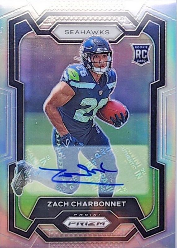 Zach Charbonnet 2023 Prizm #392 Rookie Autographs - Silver Rookie SGC 10