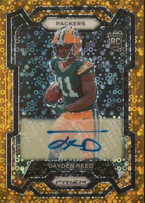 Jayden Reed 2023 Prizm #334 Rookie Autographs - No Huddle Gold /10 PSA 10