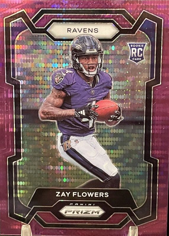 Zay Flowers 2023 Prizm #307 Purple Pulsar Rookie SGC 9.5