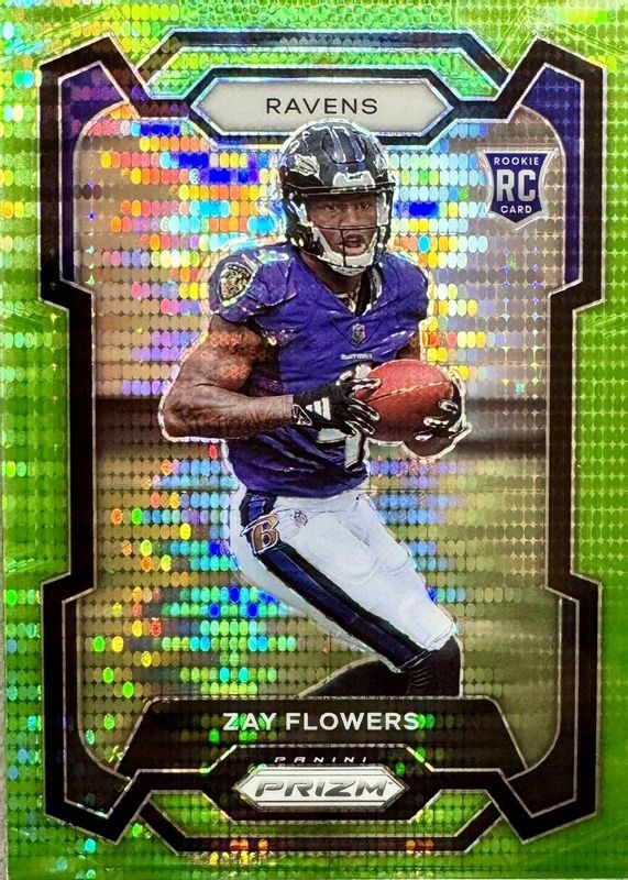 Zay Flowers 2023 Prizm #307 Neon Green Pulsar Rookie SGC 10