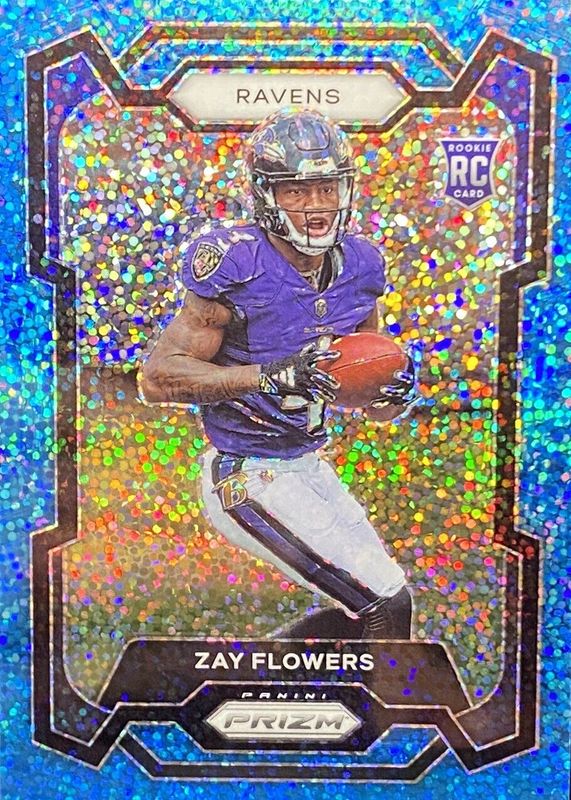 Zay Flowers 2023 Prizm #307 Blue Sparkle /96 Rookie SGC 9