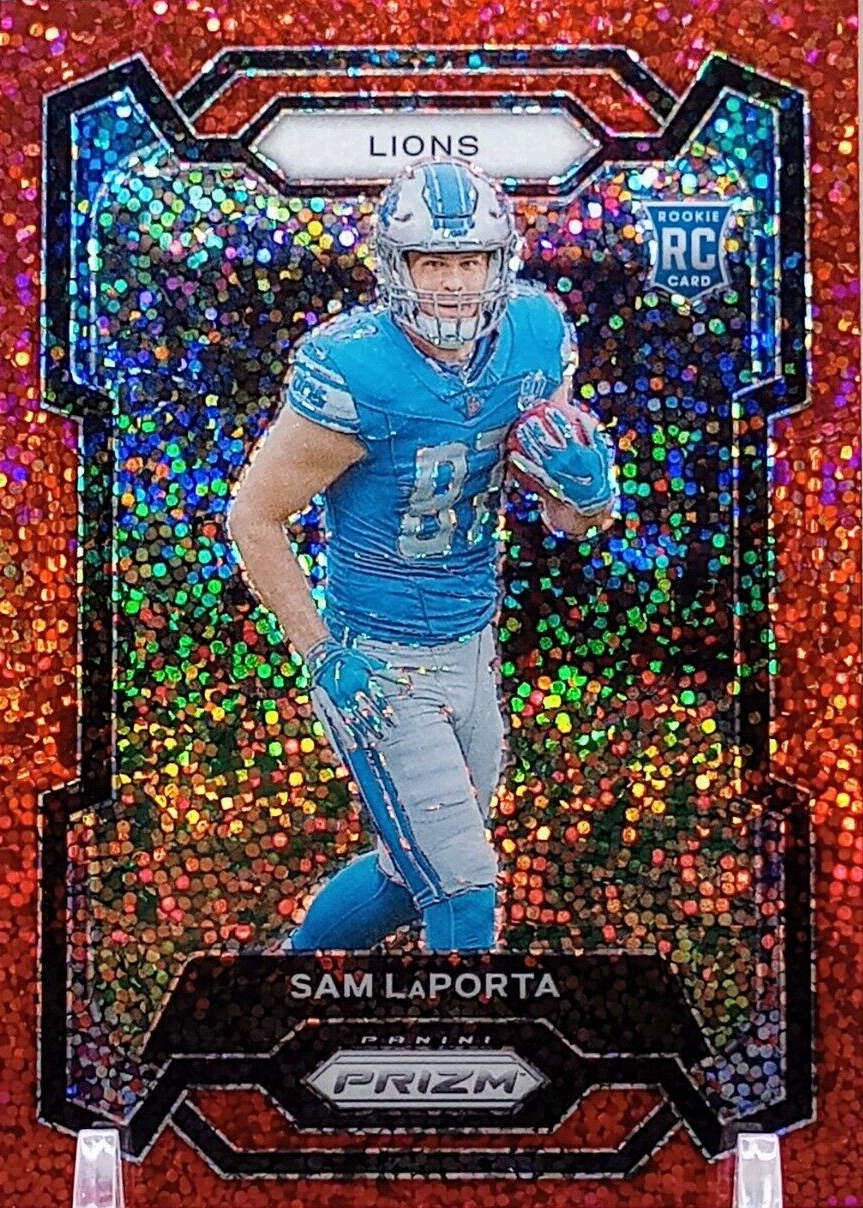 Sam LaPorta 2023 Prizm #332 Red Sparkle /(SSP) Price Guide