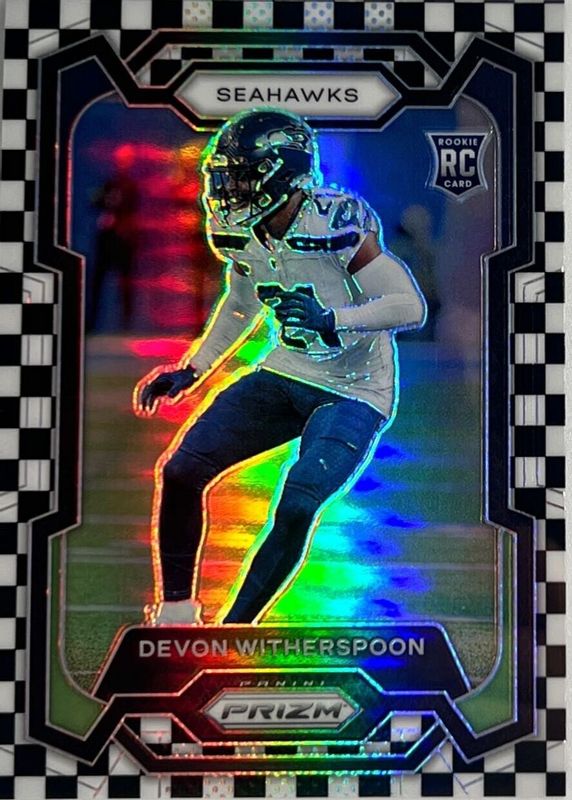 Devon Witherspoon 2023 Prizm #389 Black & White Checker /(SSP) Rookie PSA 10