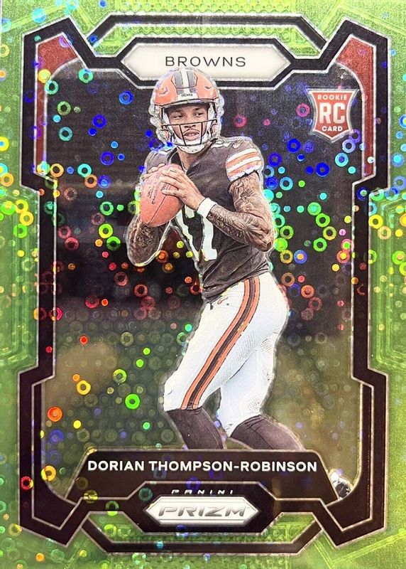 Dorian Thompson-Robinson 2023 Prizm #322 No Huddle Neon Green /5 Rookie PSA 9