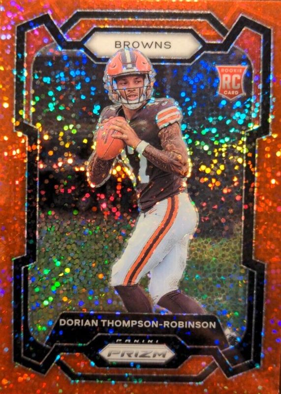 Dorian Thompson-Robinson 2023 Prizm #322 Red Sparkle /(SSP) Rookie RAW