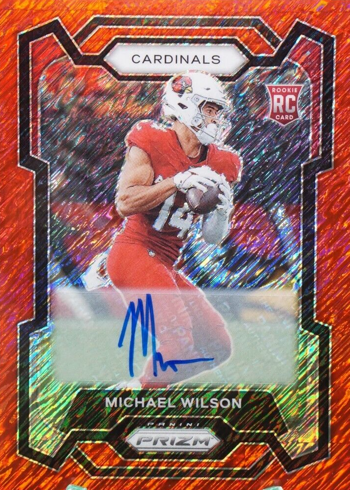 Michael Wilson 2023 Prizm #303 Rookie Autographs - Red Shimmer /35 