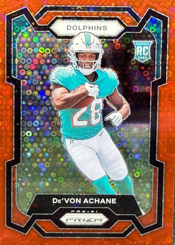 De'Von Achane 2023 Prizm #365 No Huddle Red /70 Rookie PSA 10