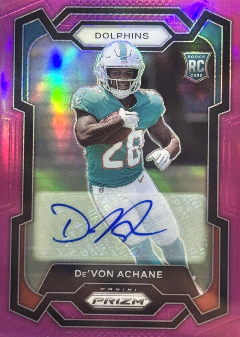 De'Von Achane 2023 Prizm #365 Rookie Autographs - Pink Price Guide