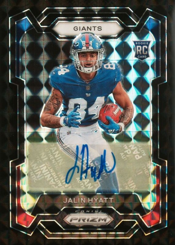 Jalin Hyatt 2023 Prizm #378 Rookie Autographs - Black Finite /1 RAW