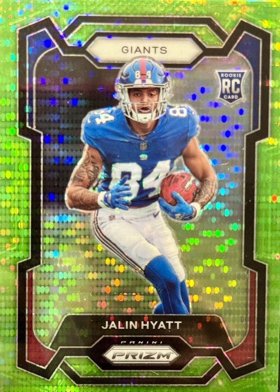 Jalin Hyatt 2023 Prizm #378 Neon Green Pulsar Rookie SGC 10