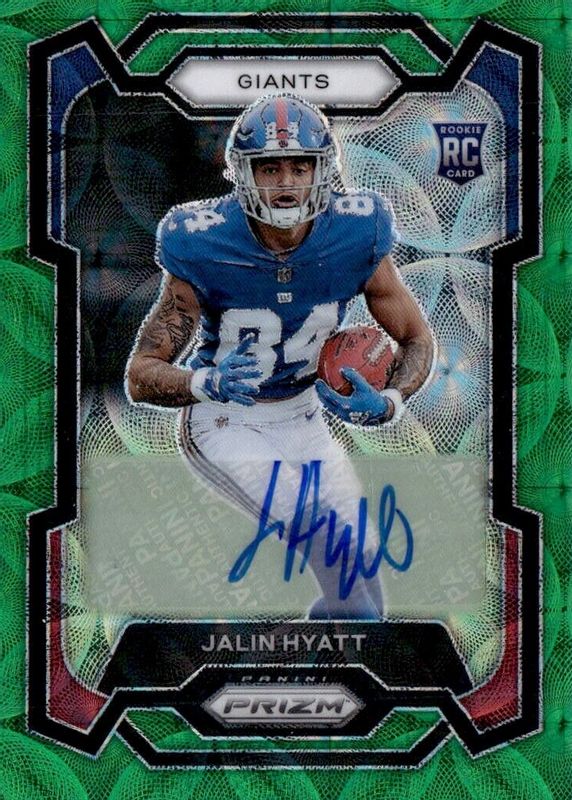 Jalin Hyatt 2023 Prizm #378 Rookie Autographs - Green Scope /75 SGC 10