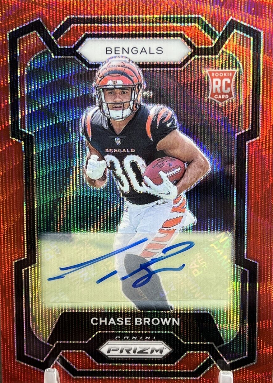 Chase Brown 2023 Prizm #318 Rookie Autographs - Red Wave /149