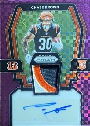 Chase Brown 2023 Prizm #RPA-CB Rookie Patch Auto - Purple