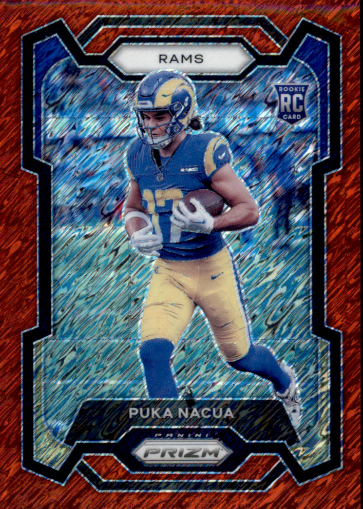 Puka Nacua 2023 Prizm #357 Red Shimmer /35 Price Guide