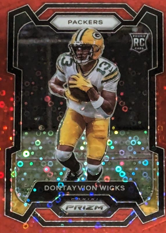 Dontayvion Wicks 2023 Prizm #333 No Huddle Red /70 Rookie RAW