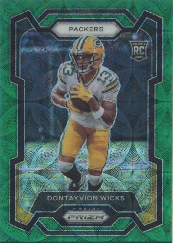 Dontayvion Wicks 2023 Prizm #333 Green Scope /75 Rookie PSA 10