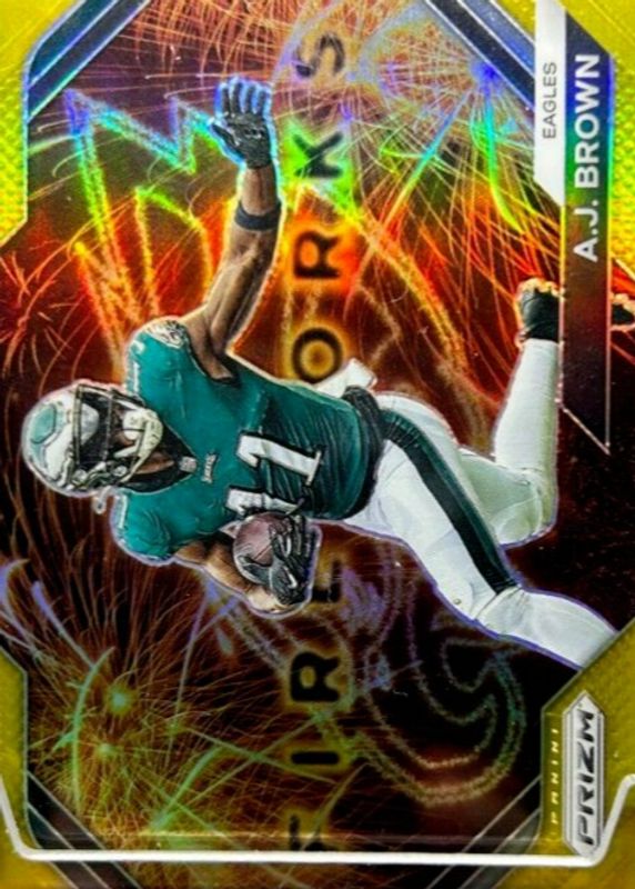 AJ Brown 2023 Prizm #F-23 Fireworks - Gold /10 RAW