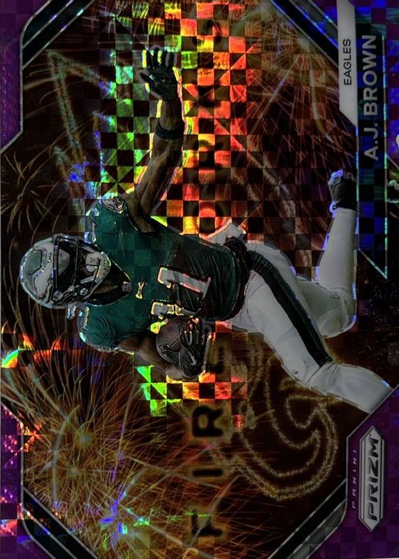 AJ Brown 2023 Prizm #F-23 Fireworks - Purple Power /49 RAW