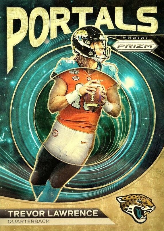 Trevor Lawrence 2023 Prizm #PO-4 Portals - Gold Vinyl /5 PSA 10