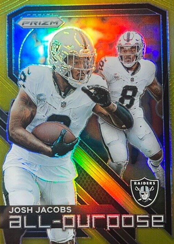 Josh Jacobs 2023 Prizm #APP-JJ All Purpose - Gold /10 RAW